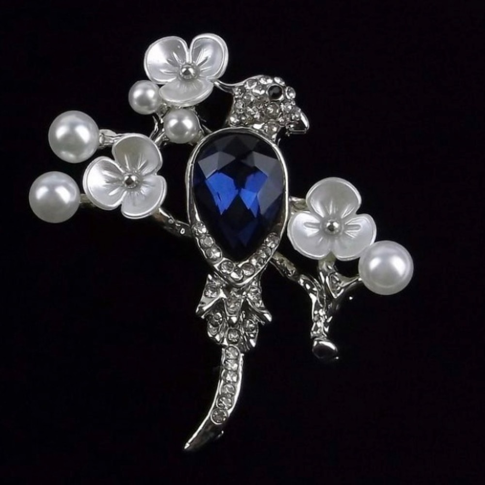 Enameled Rhinestone‎ Bird Brooch